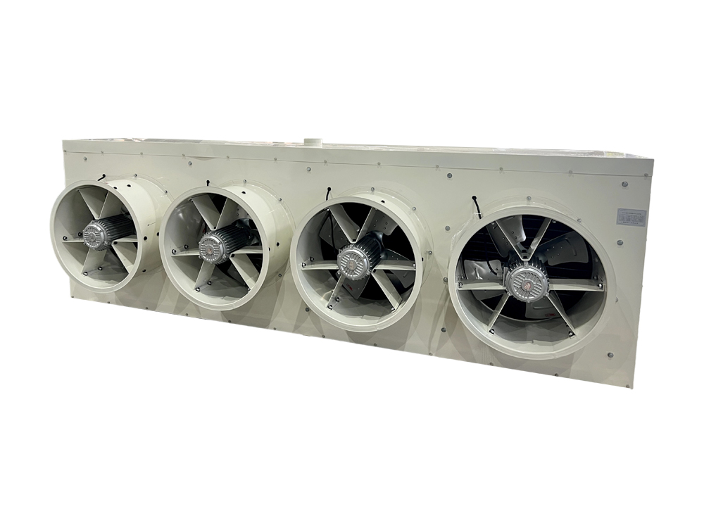 Vízleolvasztó csatorna léghűtő (négy ventilátor)